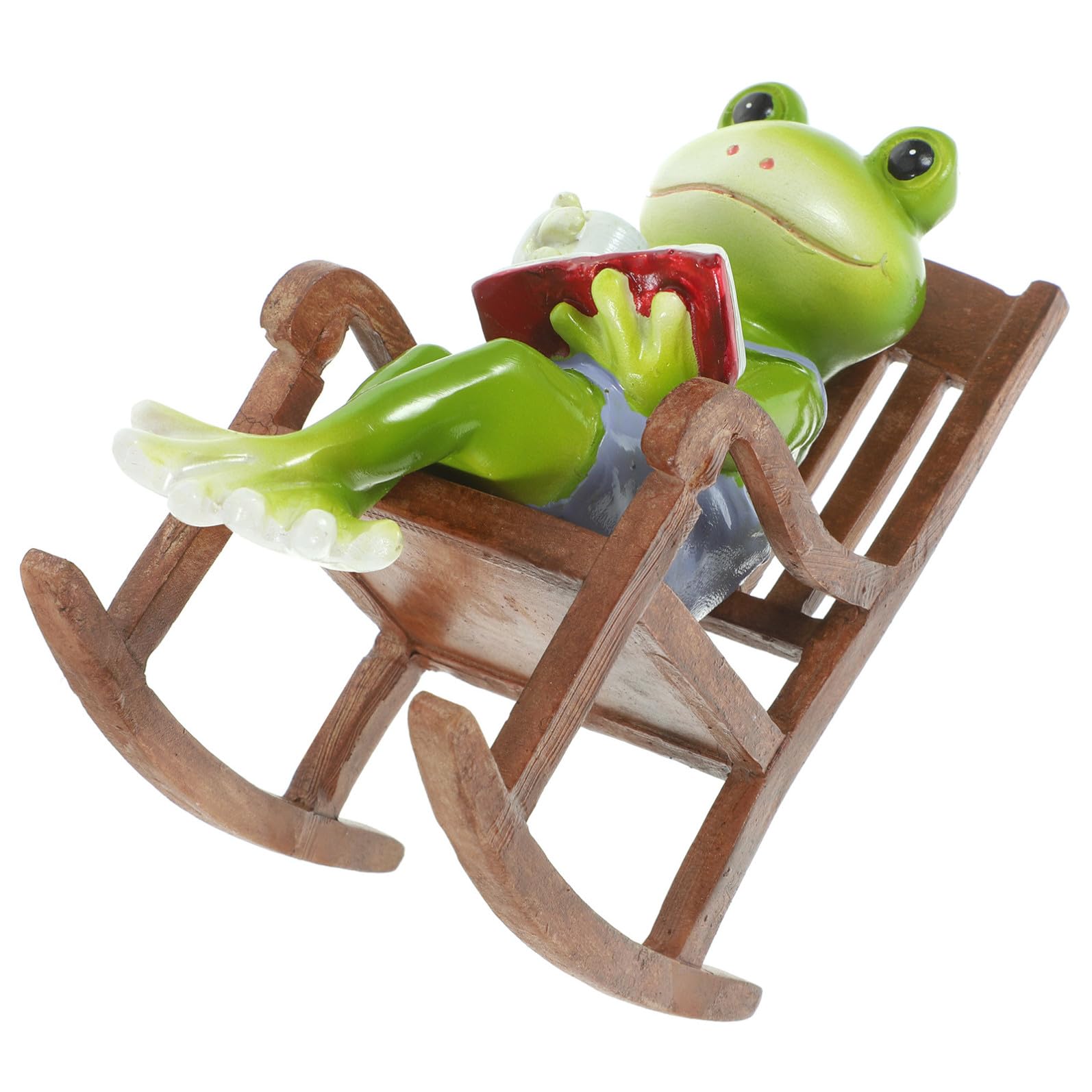 Happyyami 2 Sztuk Żywica Fotel Bujany Dekoracja Krajobrazu Miniaturowa Żaba Rzeźba Żywica Żaba Figurka Żaba Wystrój Ogrodu Żaba W Fotelu Bujanym Nowość Żaba Figurka Bajkowy Ogród Na
