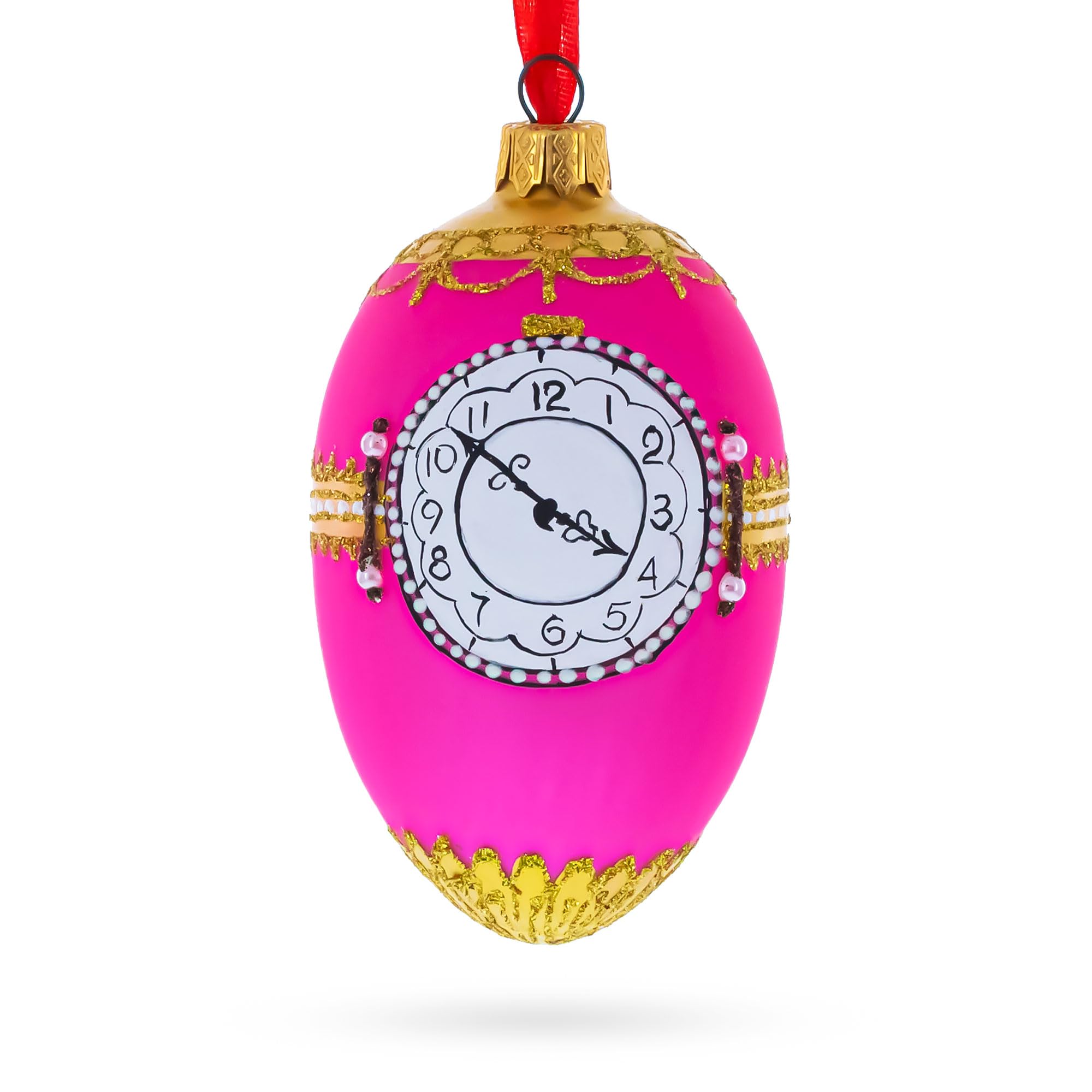 Œuf en verre style Fabergé Rothschild 1902 suspension or
