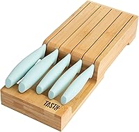 Vista 1 de Tasty In-Drawer Kitchen Knife Set, Space-Saving Cutlery and Kitchen Organizer, Includes Chef, Bread, Santoku, Utility and Paring Knives, 6-Piece