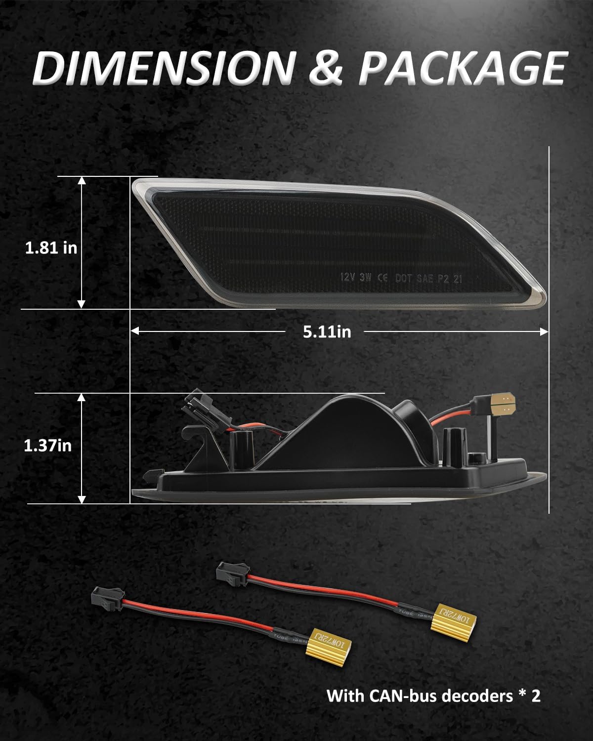 Bestview LED Side Marker Lights Compatible with 2012-2014 Mercedes-Benz C-Class W204 LCI (C250, C300, C350), Smoked Lens, White Light