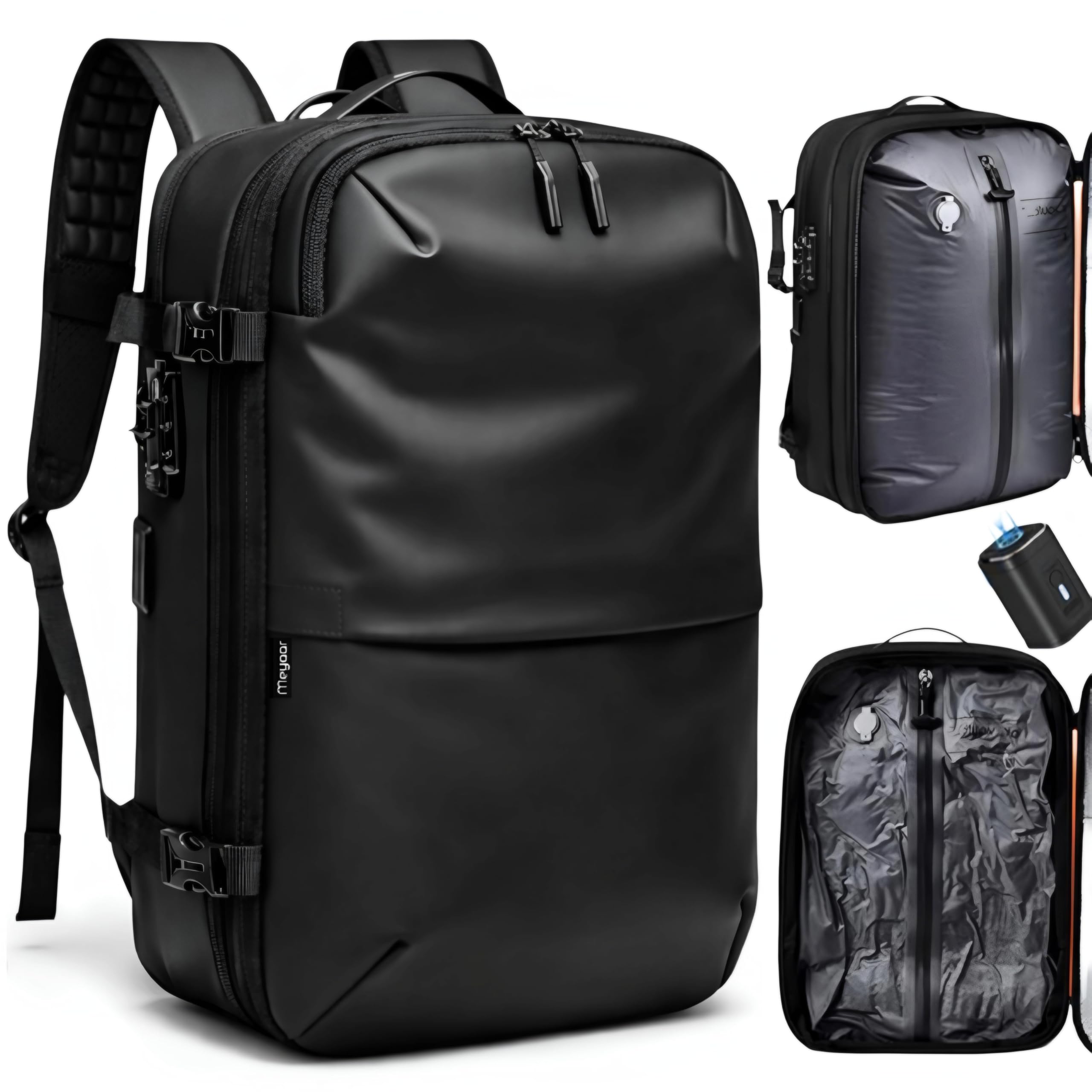 meyaar 60L Vacuum Compression Travel Backpack with Air Pump Included, Expandable Space Saver, Waterproof, TSA Lock & Multi-Pocket Design Laptop Backpack with USB Charging-picture-27