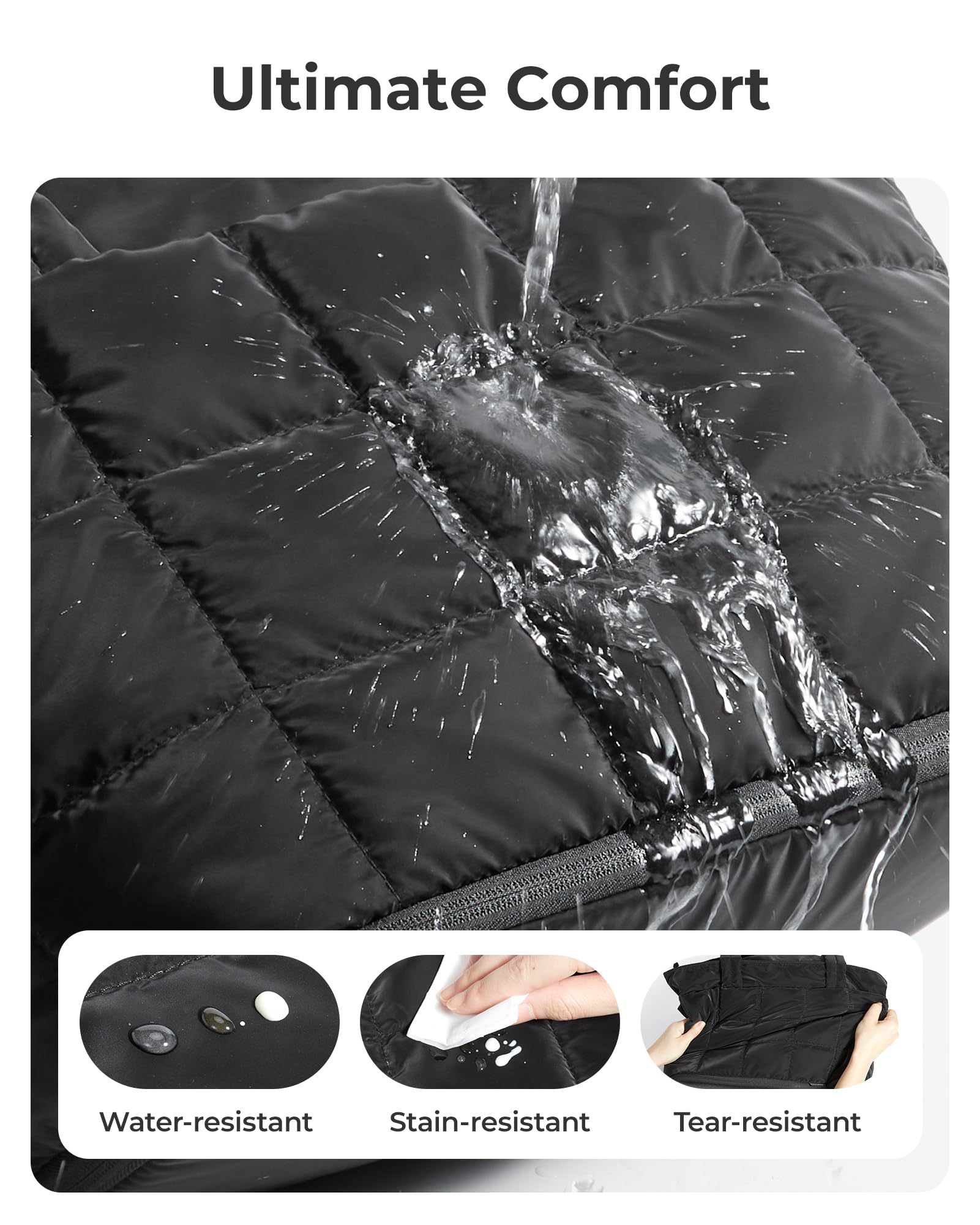 bagsmart Torebka damska Puffy Tote Bag rozszerzalna torba buforowa, torba na ramię, torba robocza z zamkiem błyskawicznym, lekka torebka do pracy, na podróż, zakupy, do szkoły, samolotu