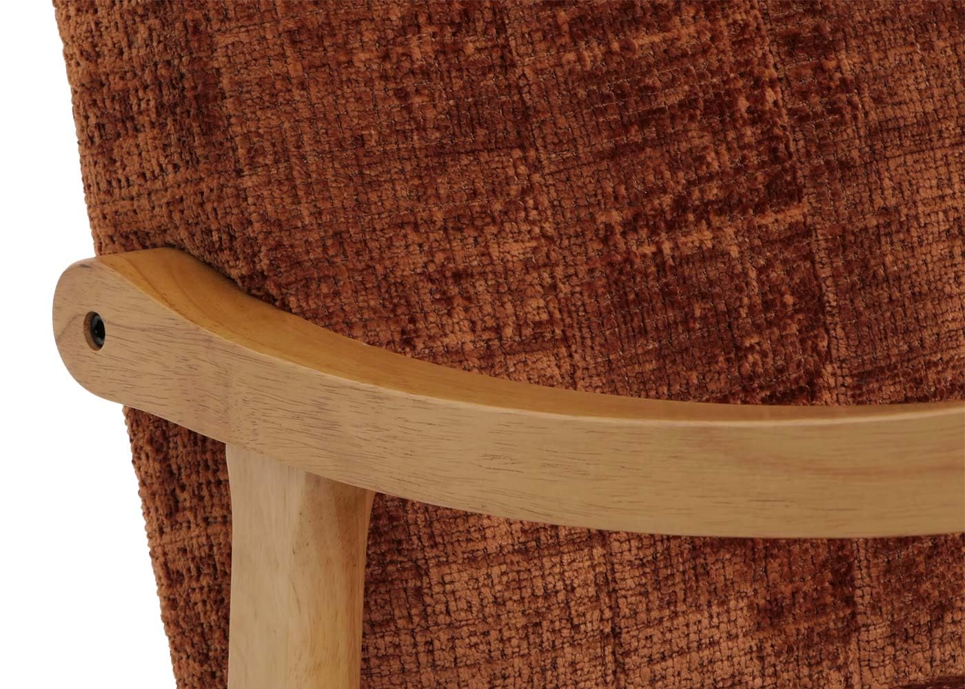 Mendler Fauteuil à Bascule HWC-K10 Chenille (465g/m²) Terracotta, piètement Naturel