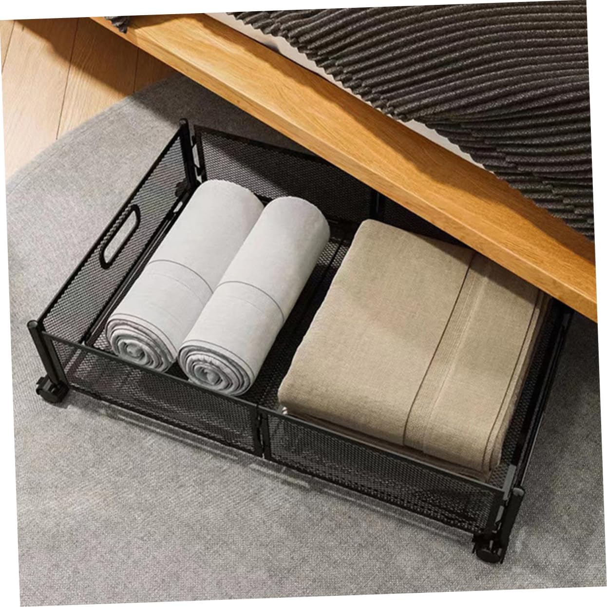 Space-saving under Bed Storage Rack Drawer Wheels Underbed Storage Bins for Bedrooms