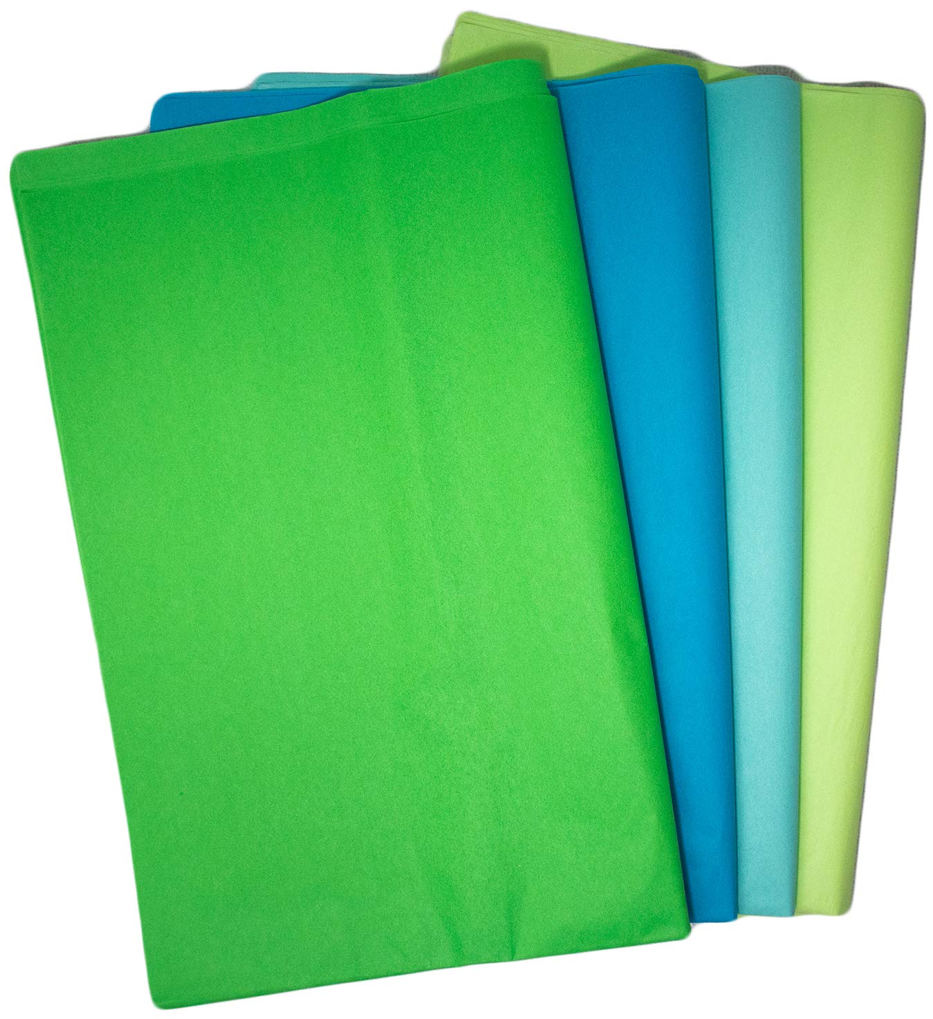 Made in USA Themed 48-Sheet Color Coded Tissue Paper Pack for Gift Packaging, Art & Crafts & DIY Projects (Turquoise Blue, Aqua Blue, Pistachio Green & Kelly Dark Green)