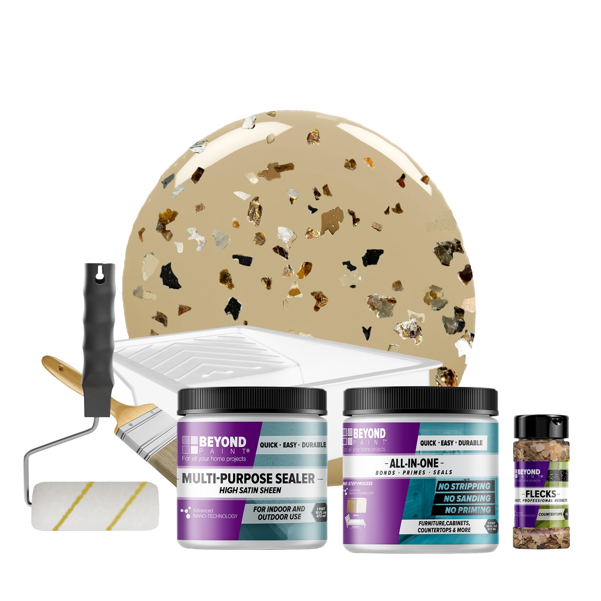 Beyond PaintOxford Bronze Flecks Countertop Makeover Kit with Paint, Sealer, Flecks, and Tools for Countertops, Linen