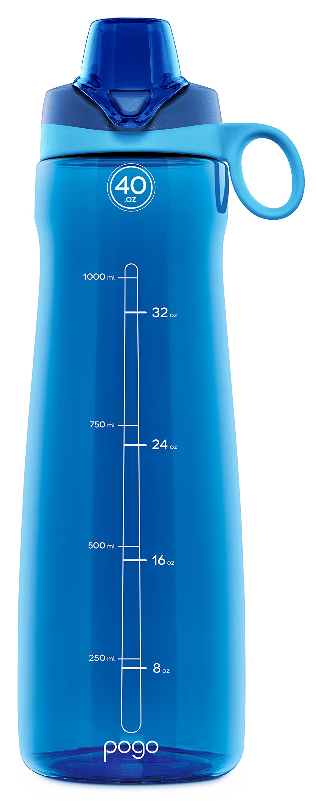 Pogo Plastic Water Bottle with Chug Lid and Carry Handle, Reusable, BPA Free, Dishwasher Safe, Perfect for Travel, School, Outdoors, and Gym | 18oz, 32oz, 40oz, 64oz
