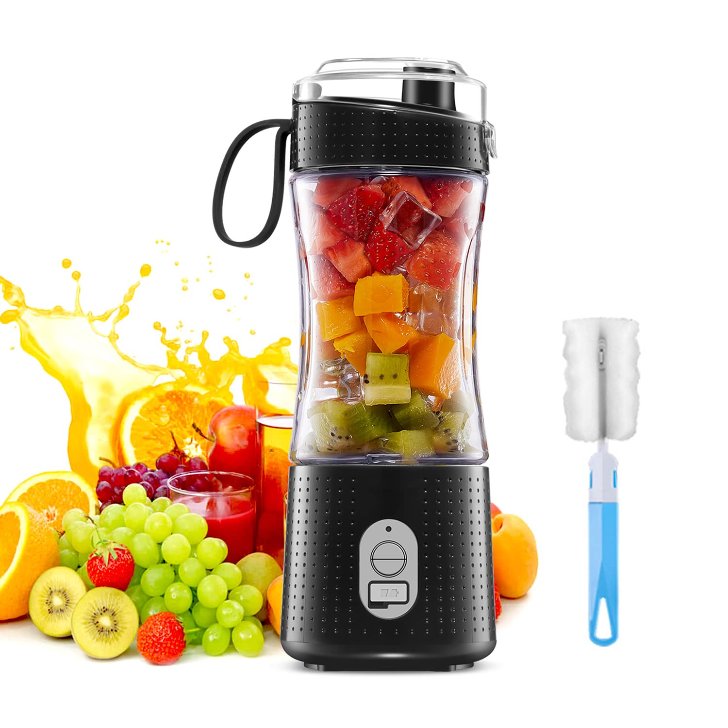 HXDreamPortable Personal Blender for Smoothie and Shakes，Powerful 3D Blades 4000mAh USB Rechargeable Juicer Cup（Black）