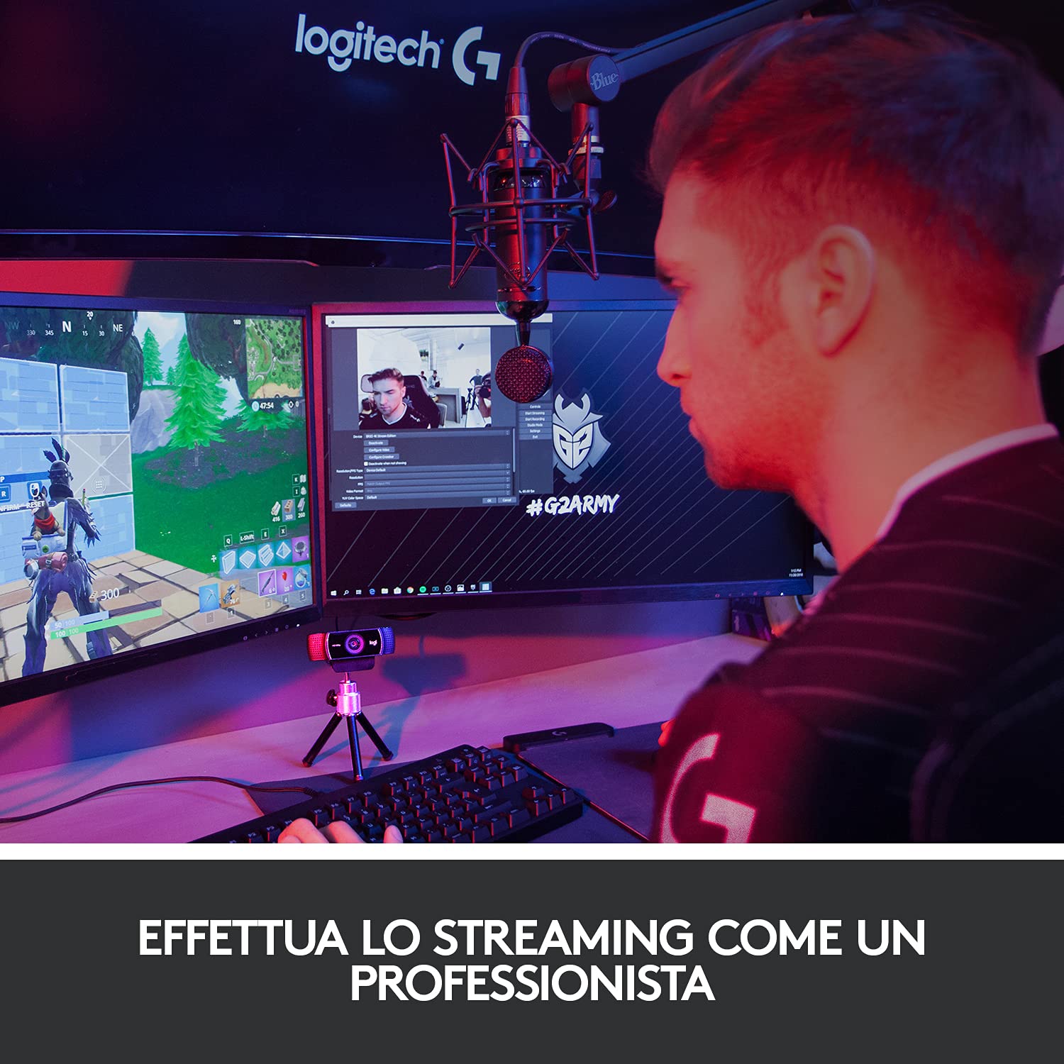 Logitech C922 Pro Stream Webcam, Streaming Hyperfast HD 1080p/30fps o HD 720p/60fps, Correzione Luce HD, Autofocus, Audio ‎Stereo, Per YouTube, Twitch, XSplit, ‎PC/Mac/Laptop/Macbook/Tablet - Nero