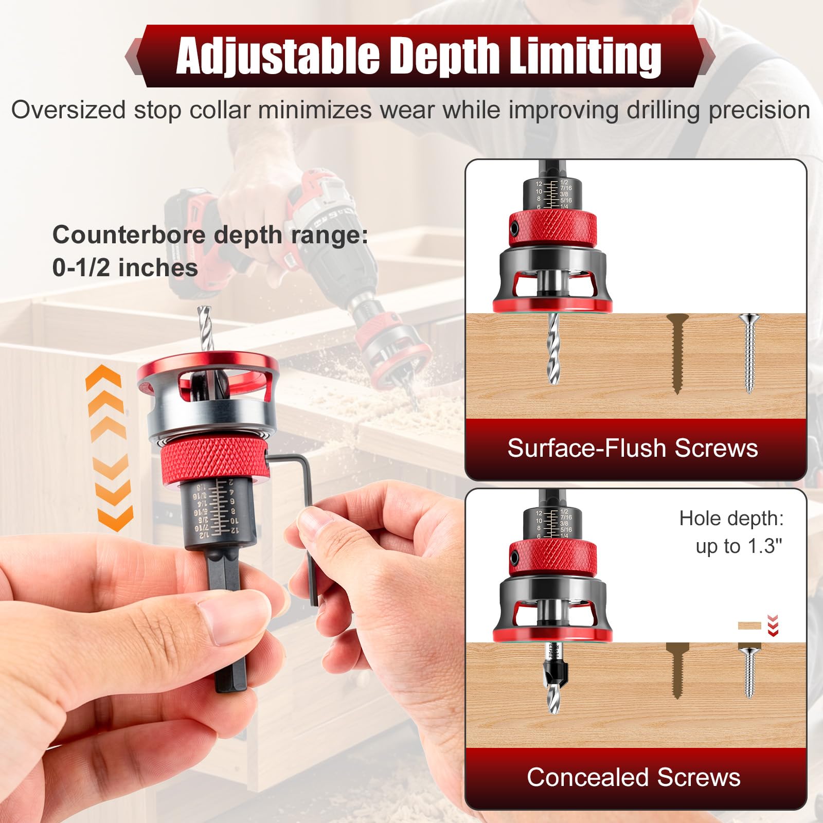 Vieliian Countersink Drill Bits - 9 Piece Set -5