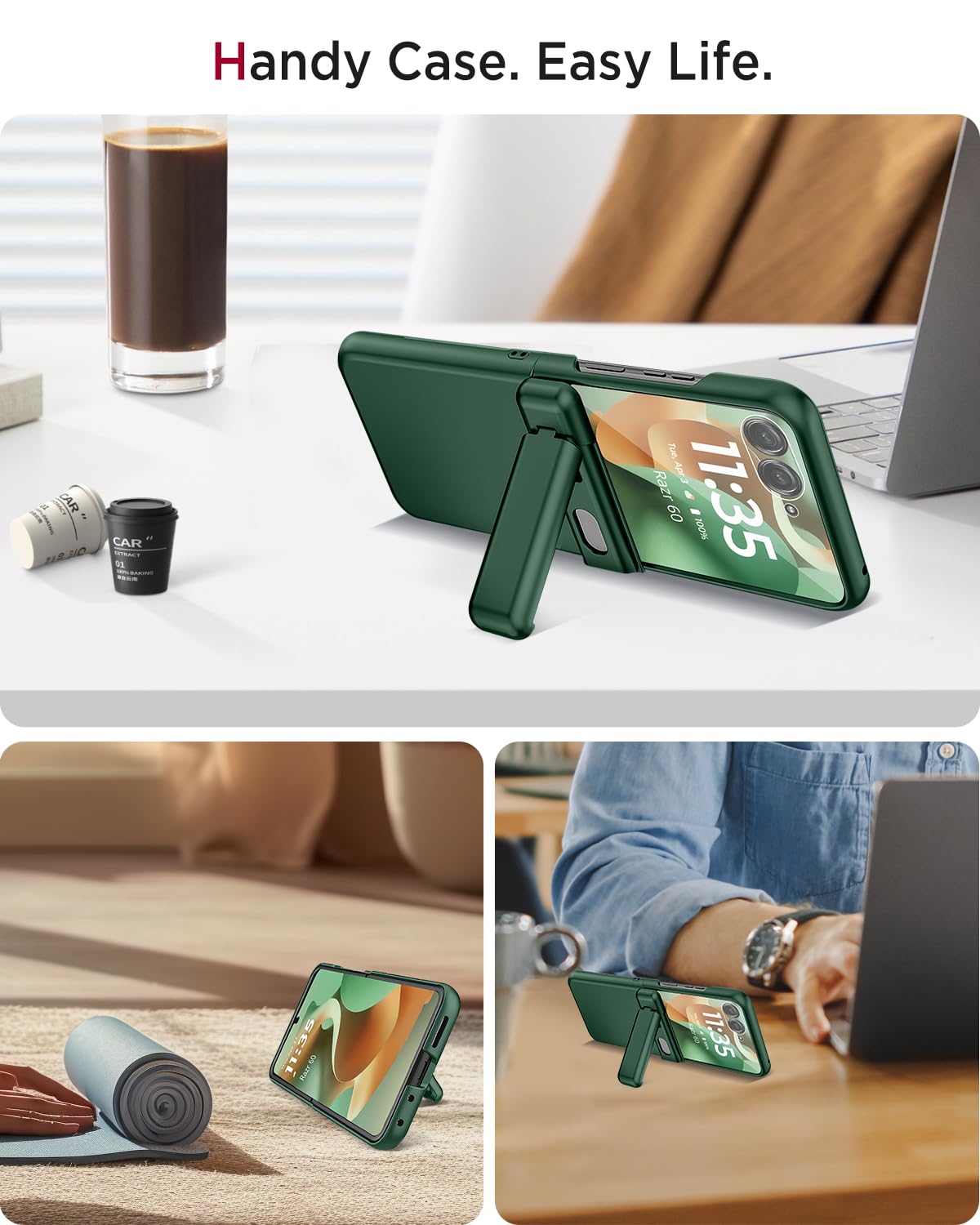Miimall Custodia sottile per Motorola Razr 2025 con protezione per cerniere, custodia Razr 2025 [cavalletto integrato] [protezione per schermo e fotocamera] [antiurto di grado militare] cover rigida