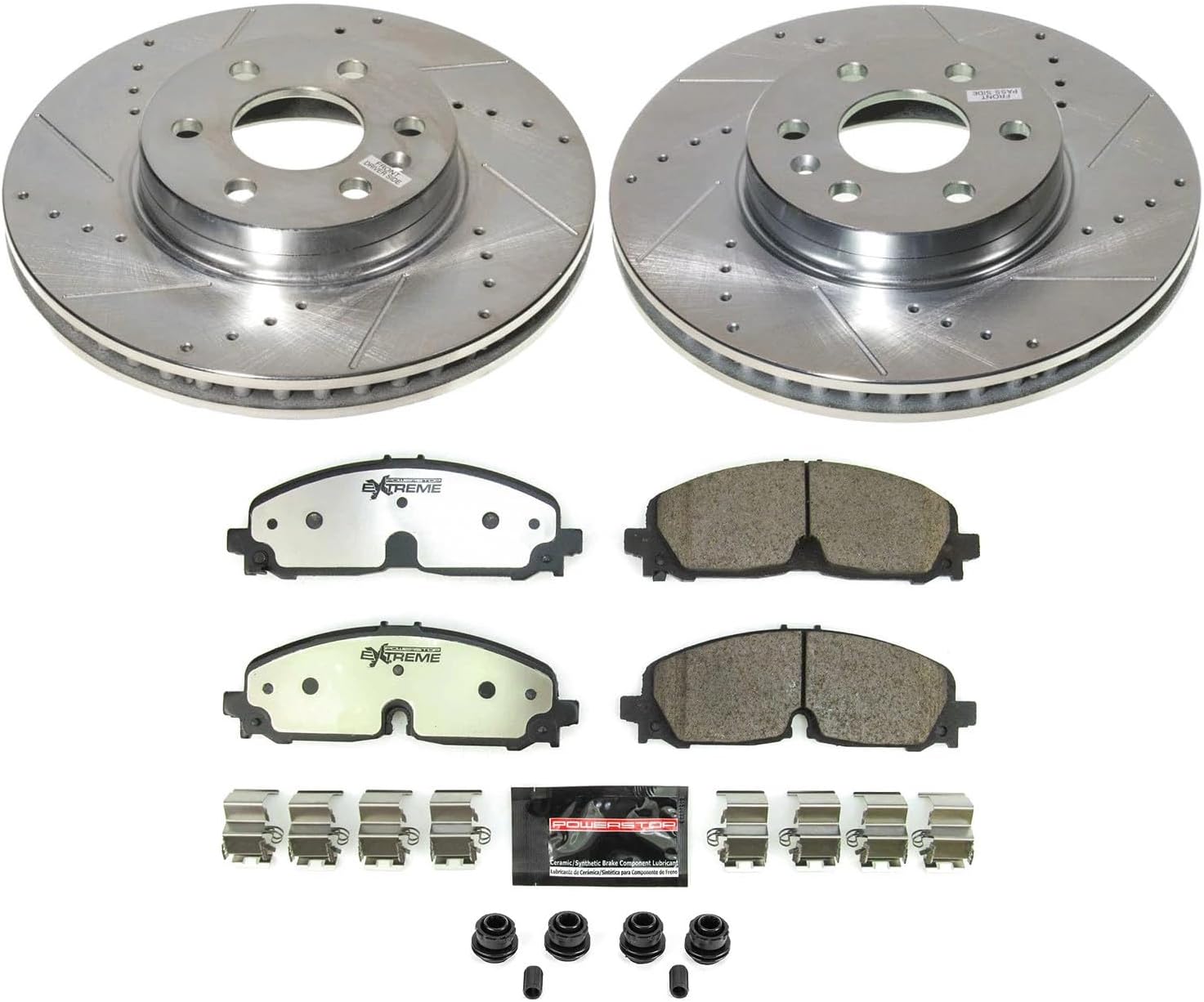 PowerStop Front Brake Kit For Chevrolet Colorado 2021-22 | GMC Canyon 2021-22 - Truck & Tow Carbon Fiber Ceramic Brake Pads + Drilled & Slotted Rotors Upgrade, K8741-36