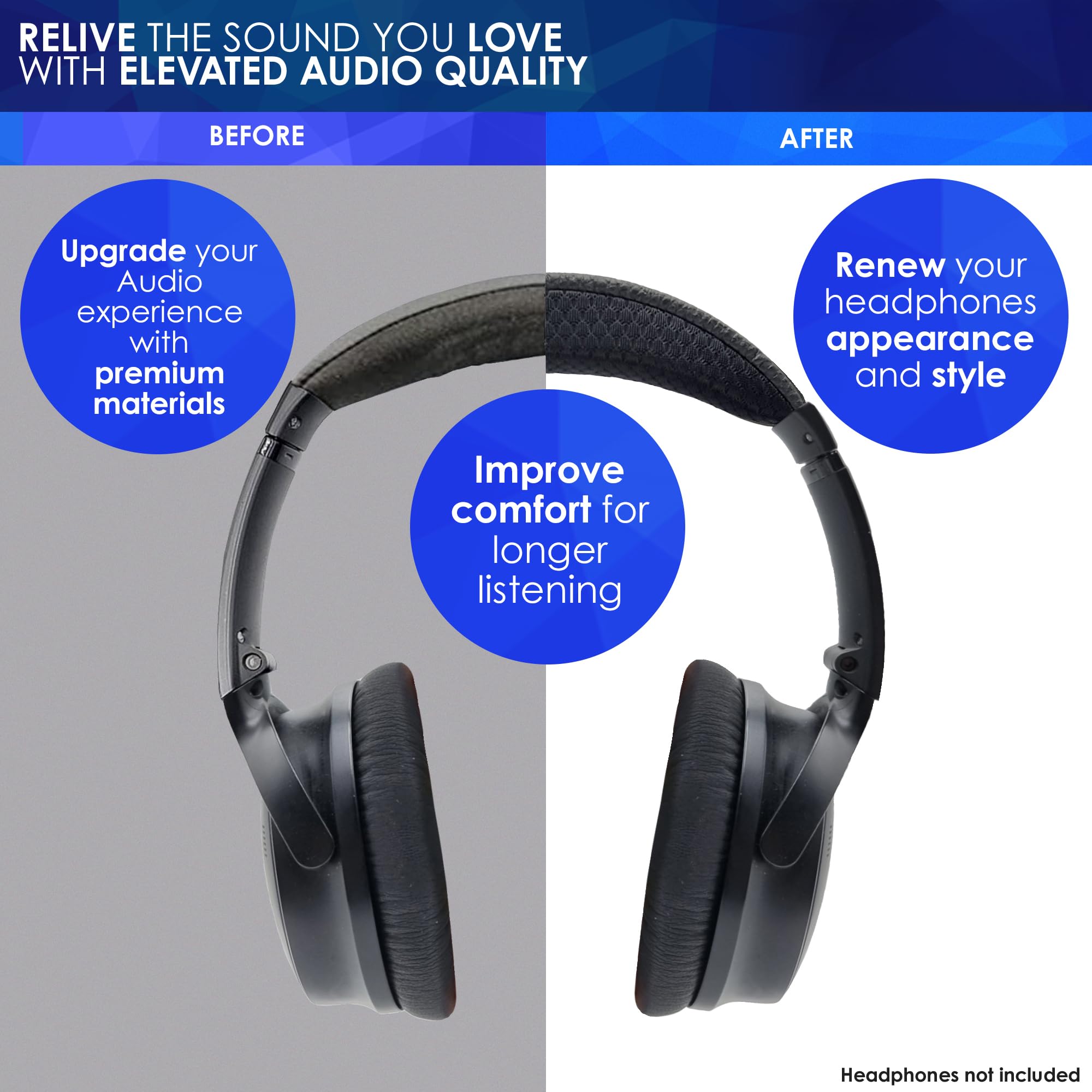 AHG Accessory House Global quietcomfort QC35 ii QC35 cool gel headband cushion cover. Compatible with Bose QuietComfort 2023 QC45 QC35 QC35 II QCSE Headphones. Easy DIY Fit | COOLING GEL | EXTRA THICK 3