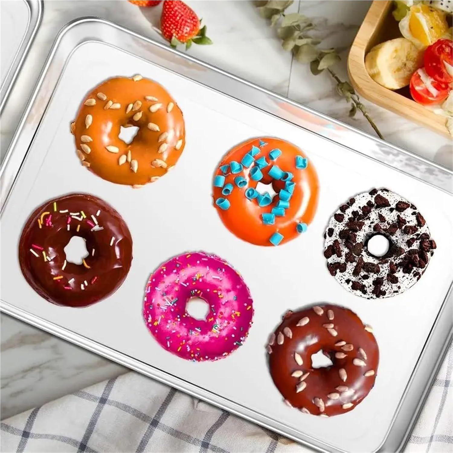 Stainless Steel Cookie Sheet Baking Pan Toaster Oven Tray with Mirror Finish Kitchen Bakeware