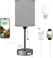 Vista 32 de Lámparas pequeñas beige de 3 niveles de brillo, 3000 K, 4000 K, 5000 K, lámparas de noche con puertos USB C y A, lámparas de mesa de cadena