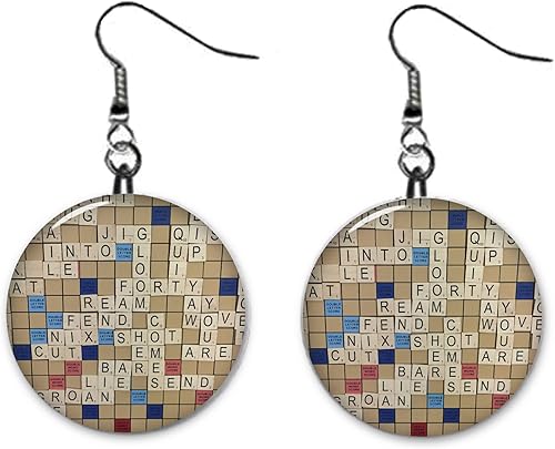 Nuevo diseño de juego de Scrabble Pendientes de botón colgantes joyería 1" redondo 14421332, Acero inoxidable Metal Concha
