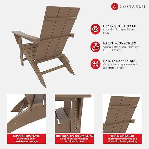 Miniatura 6 de Costaelm Sillas Adirondack plegables ajustables para patio al aire libre, resistentes a la intemperie, sillas de hoguera exteriores para porche,