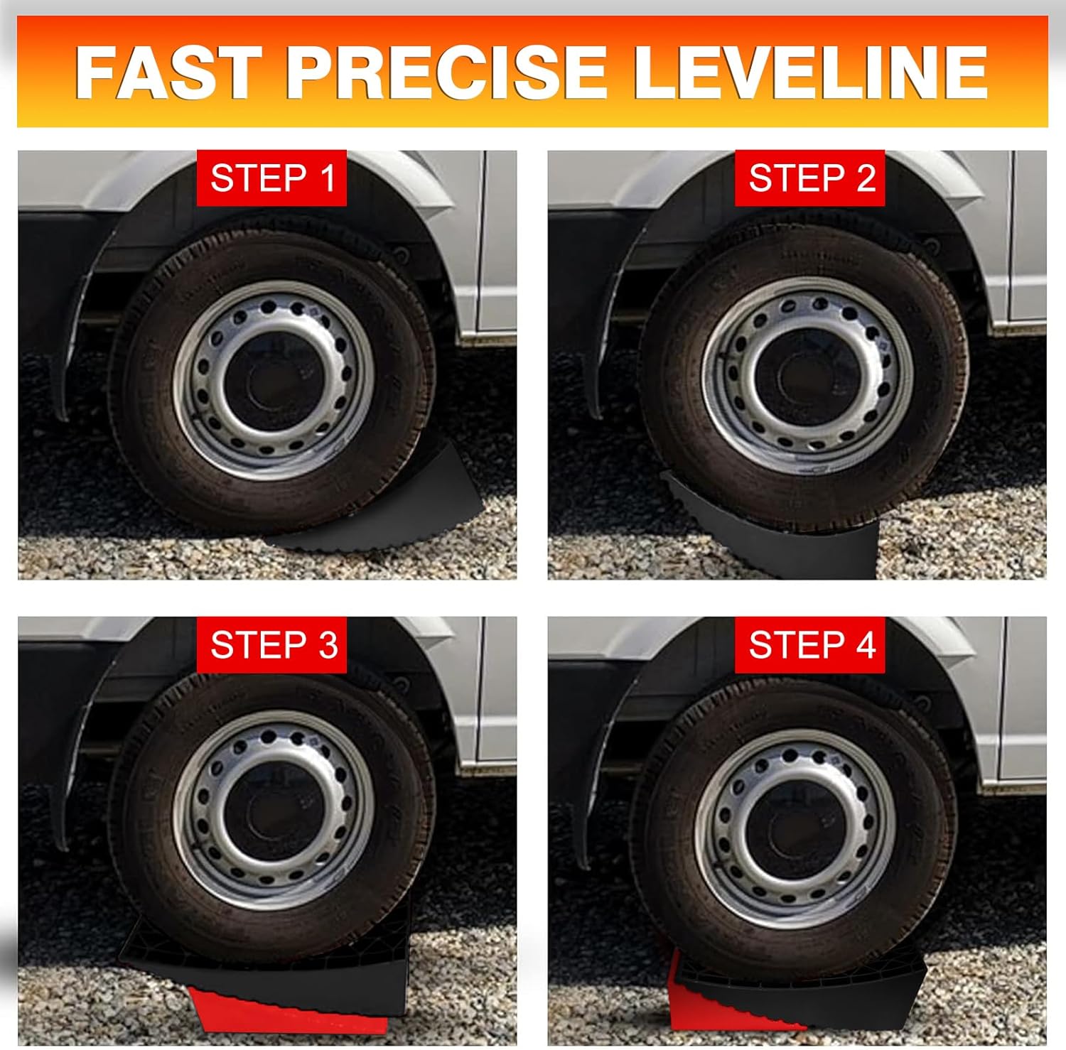 RV Leveler Blocks 2 Pack with Rubber Anti-Skid Pads, for Travel Trailers, RV, Campers, Trucks, Non Slip Design RV Leveling Blocks Bear Weight 35,000 lbs (Black&Red)