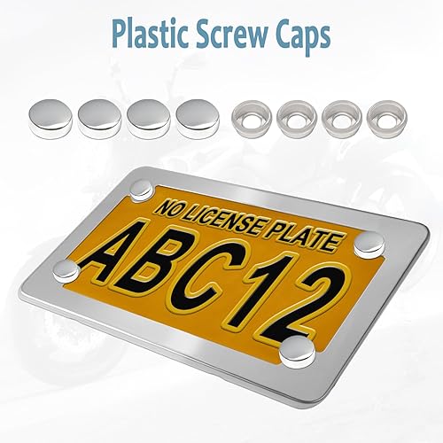 Miniatura 9 de BGGTMO Marco de matrícula de motocicleta, soporte de etiqueta de acero inoxidable cromado para bicicleta, motocicleta, ciclomotor, motocicleta,