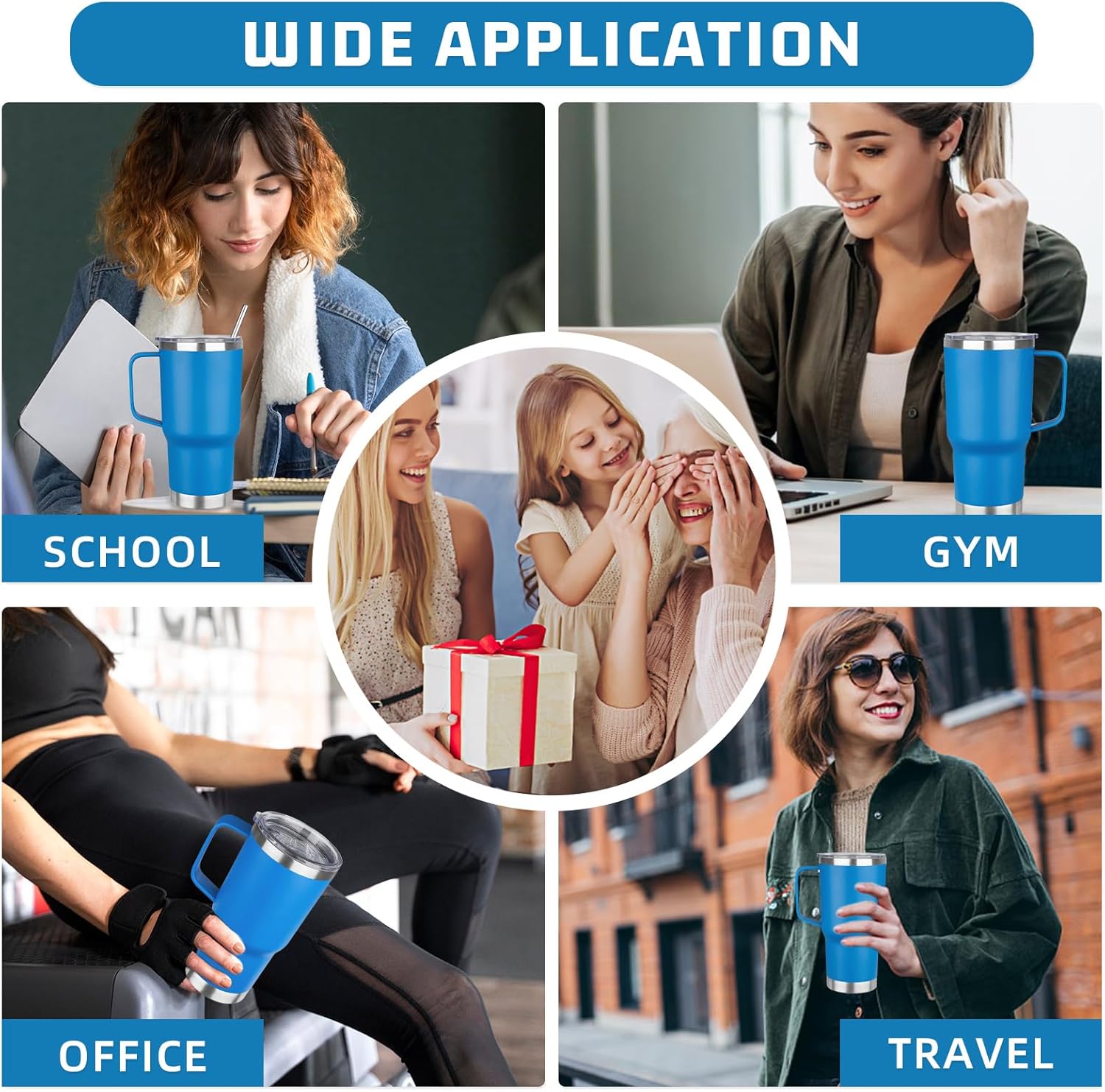 20 oz Tumbler with Handle Stainless Steel Insulated Coffee Mug Tumbler with Lid and Straw Double Wall Vacuum Insulated Coffee Mug Leak Proof Travel Mug Tumbler for Hot and Cold Drink (Sea Blue,1pack) - Image 7