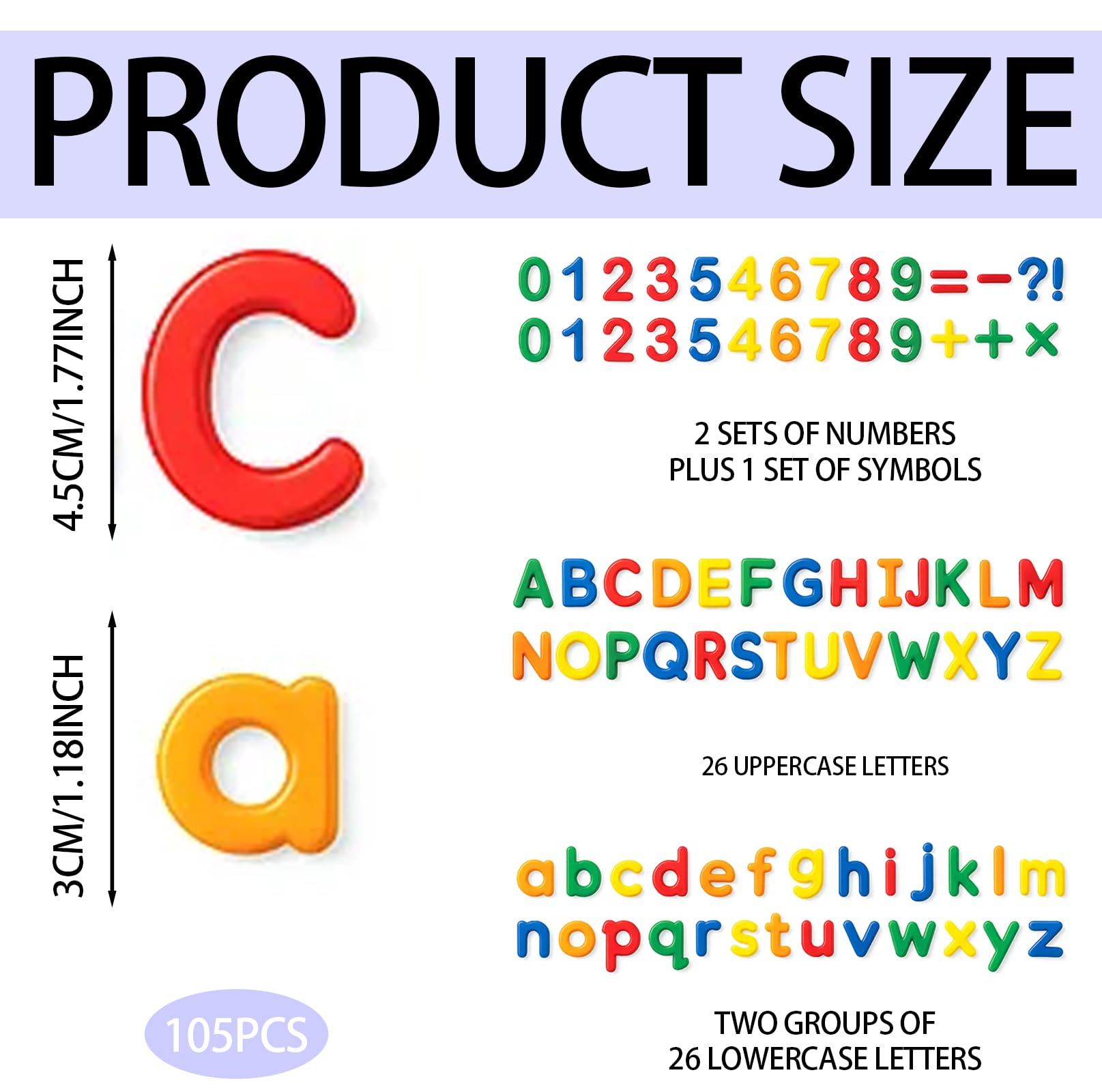 Magnetic Letters and Numbers for Children 105 Pcs Colorful Alphabet Magnets with Uppercase - Image 2