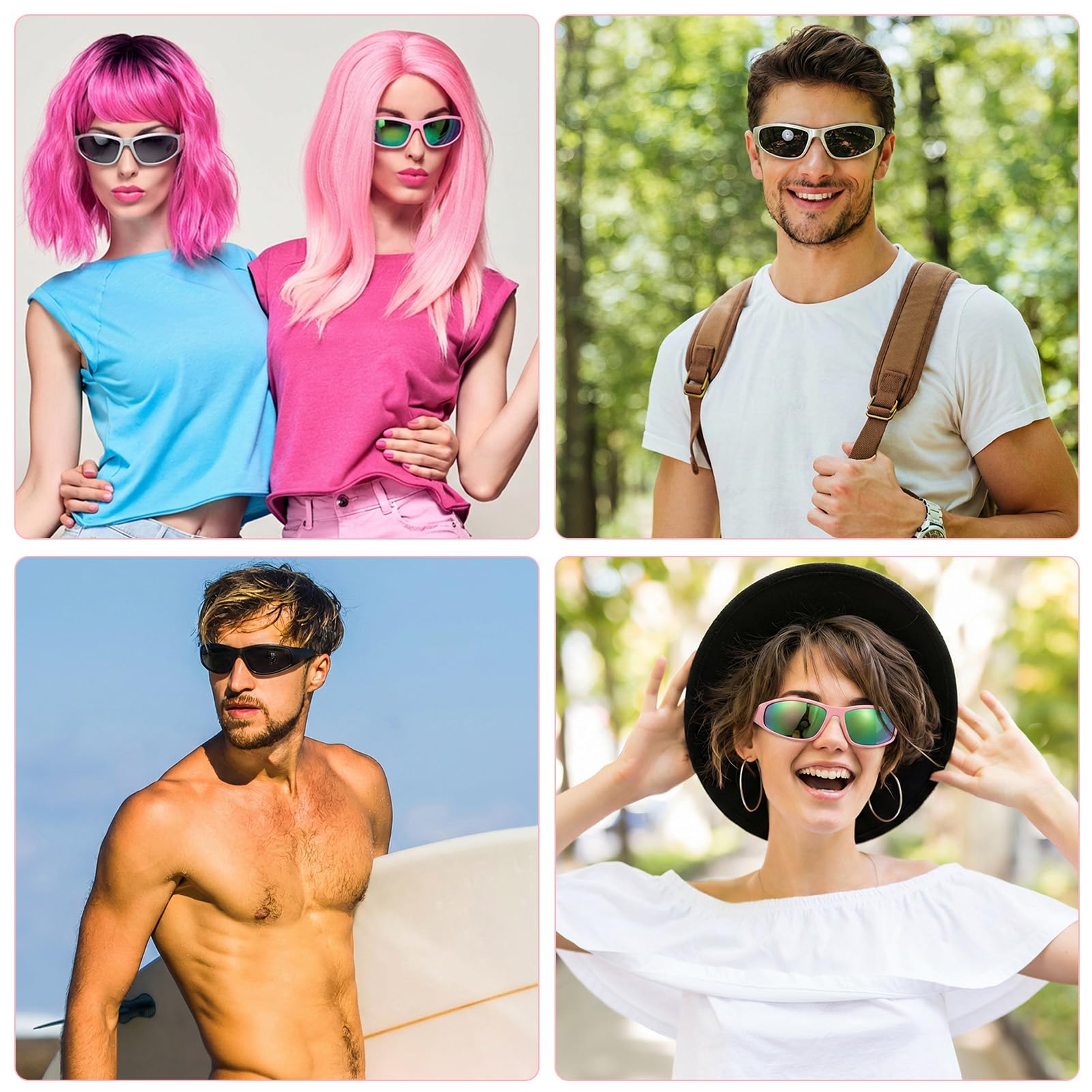 Confezione da 4 occhiali da sole sportivi polarizzati per donne e uomini, protezione UV, corsa, ciclismo, pesca all'aperto