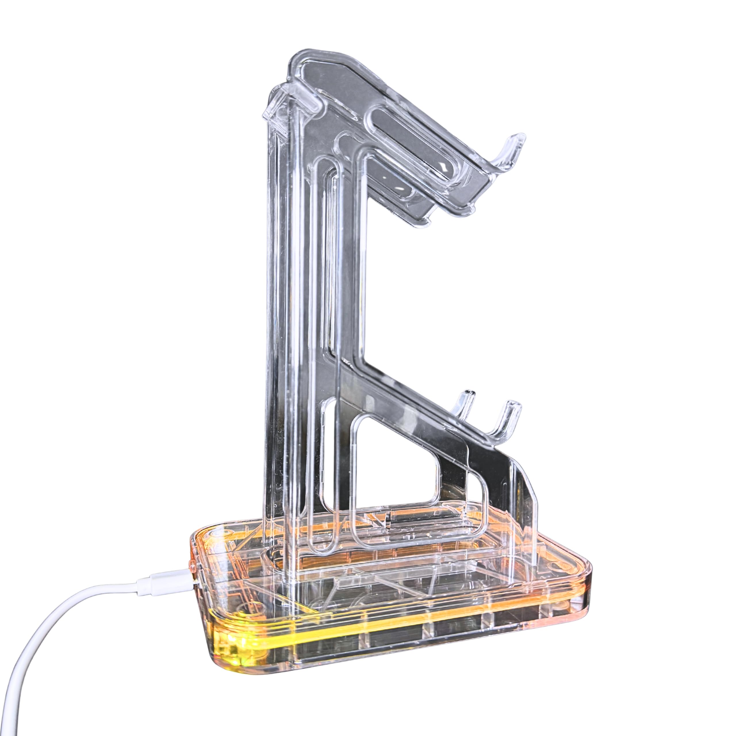 TurbX Nebula Deck – Dual-Tier RGB Gaming Headset & Controller Stand | Universal Acrylic Rack with LED Breathing Lights | Compatible with PS5, Xbox, PC