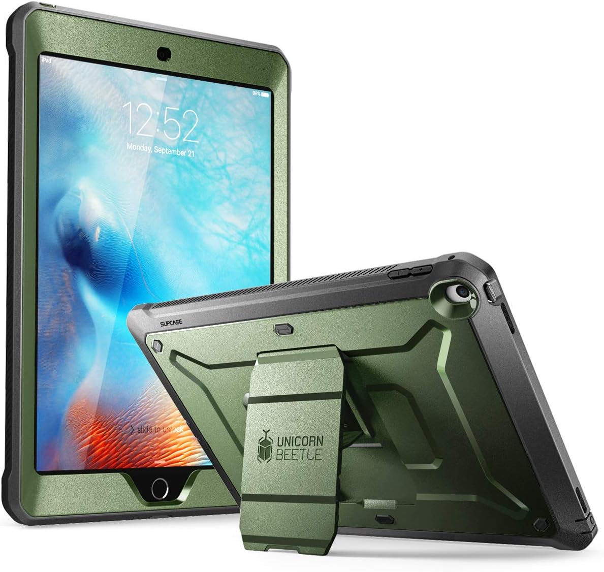SUPCASE for iPad 9.7 Inch Case 6th/5th Generation (Unicorn Beetle Pro), [Built-in Screen Protector & Stand] Heavy Duty Full Body Shockproof Rugged Protective Case for iPad 9.7" 2018/2017, Green