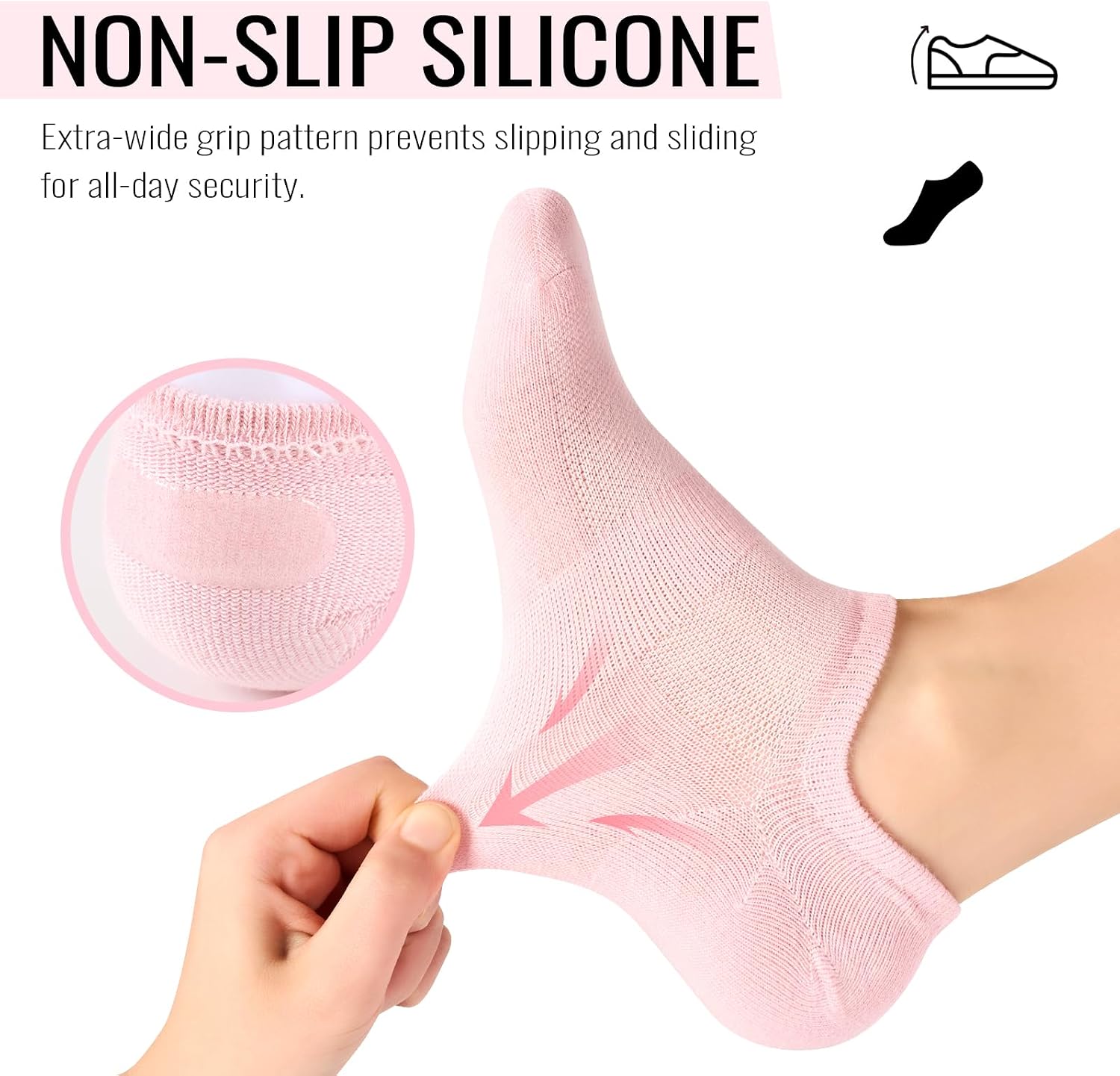 No Show Socks Womens 10 Pairs - Thin Low Cut Socks for Women, Cotton Non Slip Ankle Short Casual Sock, Invisible