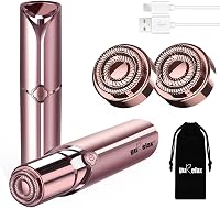 Gurelax Facial Hair Remover for Women - Painless Electric Rechargeable Trimmer for Face, Lip, Chin with 2 Replacement Heads