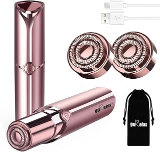 Gurelax Facial Hair Remover for Women - Painless Electric Rechargeable Trimmer for Face, Lip, Chin with 2 Replacement Heads