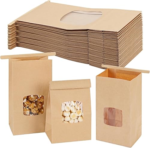 Moretoes 100 bolsas pequeñas de panadería con ventana, bolsas de galletas, bolsas de pastelería, bolsas de papel de estraza de 3.54 x 2.36 x 6.7 disponible en Yaxa El Salvador