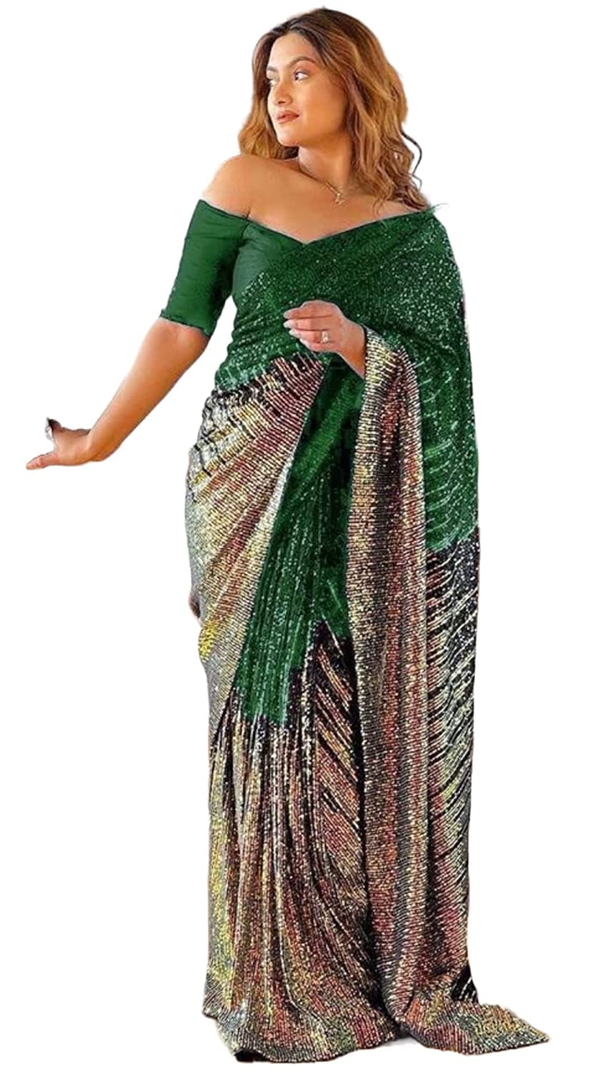 florely Women's Georgette Sequence Saree For Women With Blouse Piece-picture-10