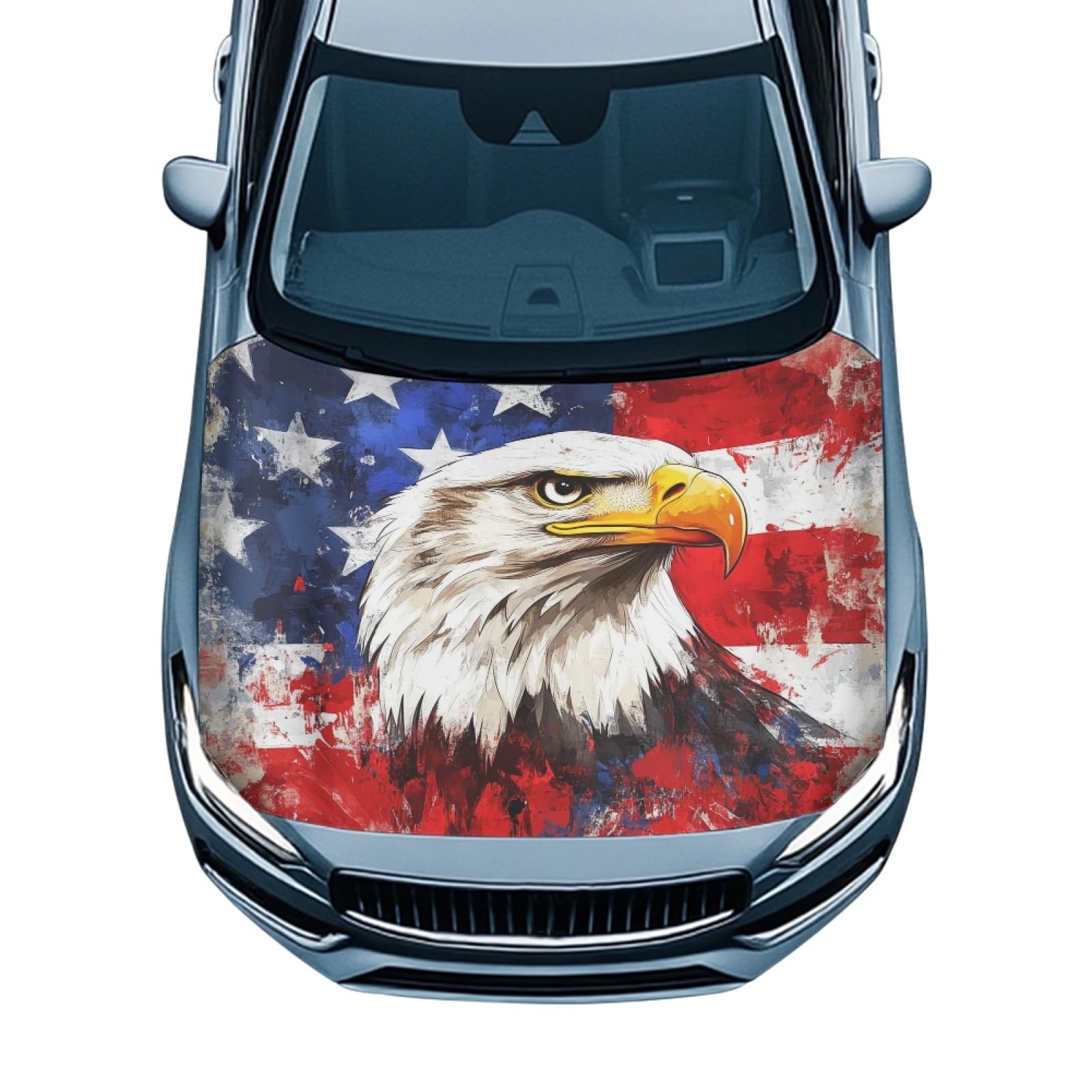 Flag Eagle American Hood Flag Cover Stretch Polyester Fabric Cover Car Hood Cover Protector Easy Installation Removable Automotive Accessories Suitable for Cars