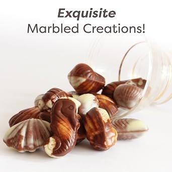 Belgian Chocolate Seashells, 17.64 oz, 44 pc Original Gourmet Hazelnut Praline Treat by GuyLian, White, Milk & Dark Chocolate Candy Gift Box for Women and Men
