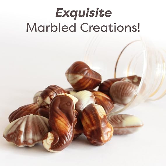 Belgian Chocolate Seashells, 17.64 oz, 44 pc Original Gourmet Hazelnut Praline Treat by GuyLian, White, Milk & Dark Chocolate Candy Gift Box for Women and Men