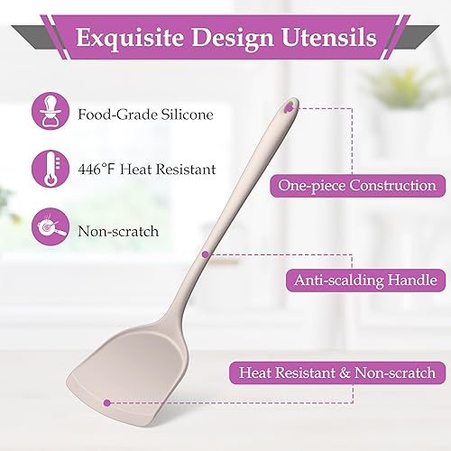 Miniatura 4 de LIANYU Juego de utensilios de cocina de 8 piezas, juego de espátulas de silicona, resistentes al calor, utensilios de cocina antiadherentes, incluye
