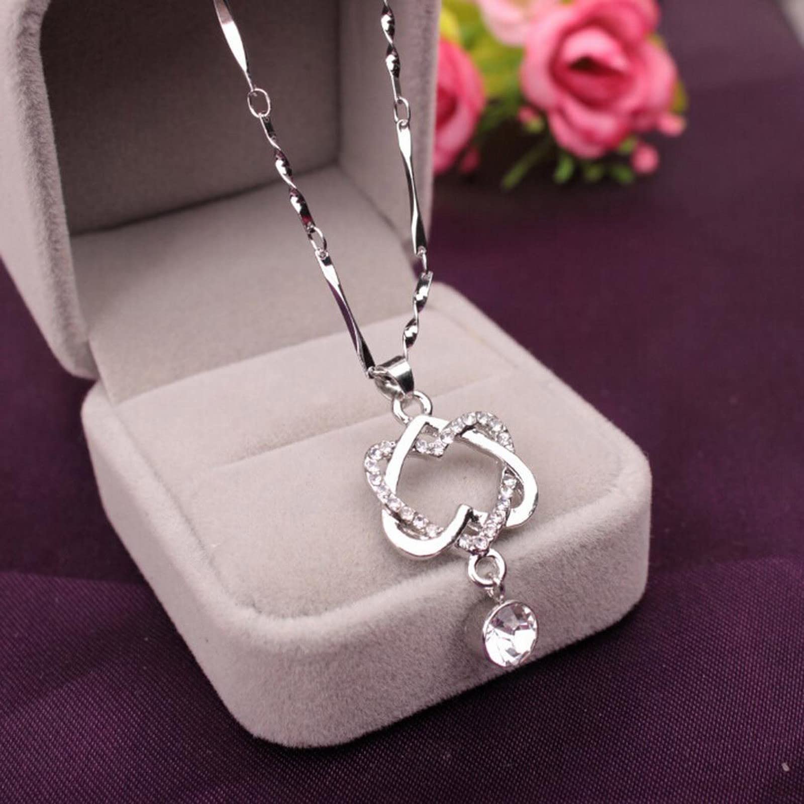 TABOJS Collana con Ciondolo da Donna 1 Pezzo Catena da Donna in Lega di Resina con Strass Moda e Set
