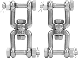 2Pcs Anchor Swivel Shackle, 304 Stainless Steel Swivel Shackle, Rotating Ring Connector with Insurance M10 for Prevent Rope Knotting