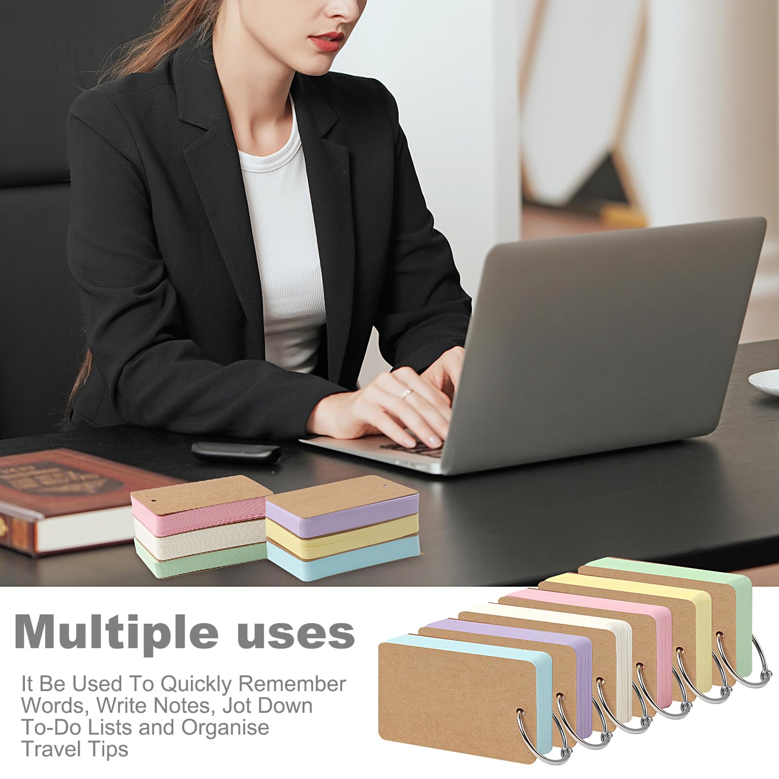 Bloc Notes Portable 300 Pièces Fiches, Flashcards 6 Couleurs, Fiches De Vocabulaire, Fiches Feuille Bristol