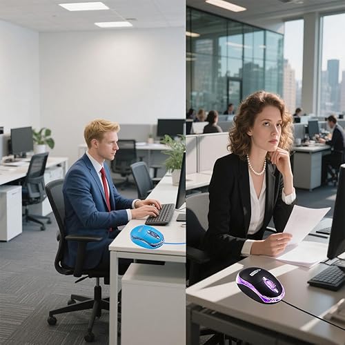 Miniatura 7 de SOONGO - Mouse ergonómico para computadora con cable de 4.9ft, mouse USB para computadora portátil y PC, mouse de escritorio compatible con Windows