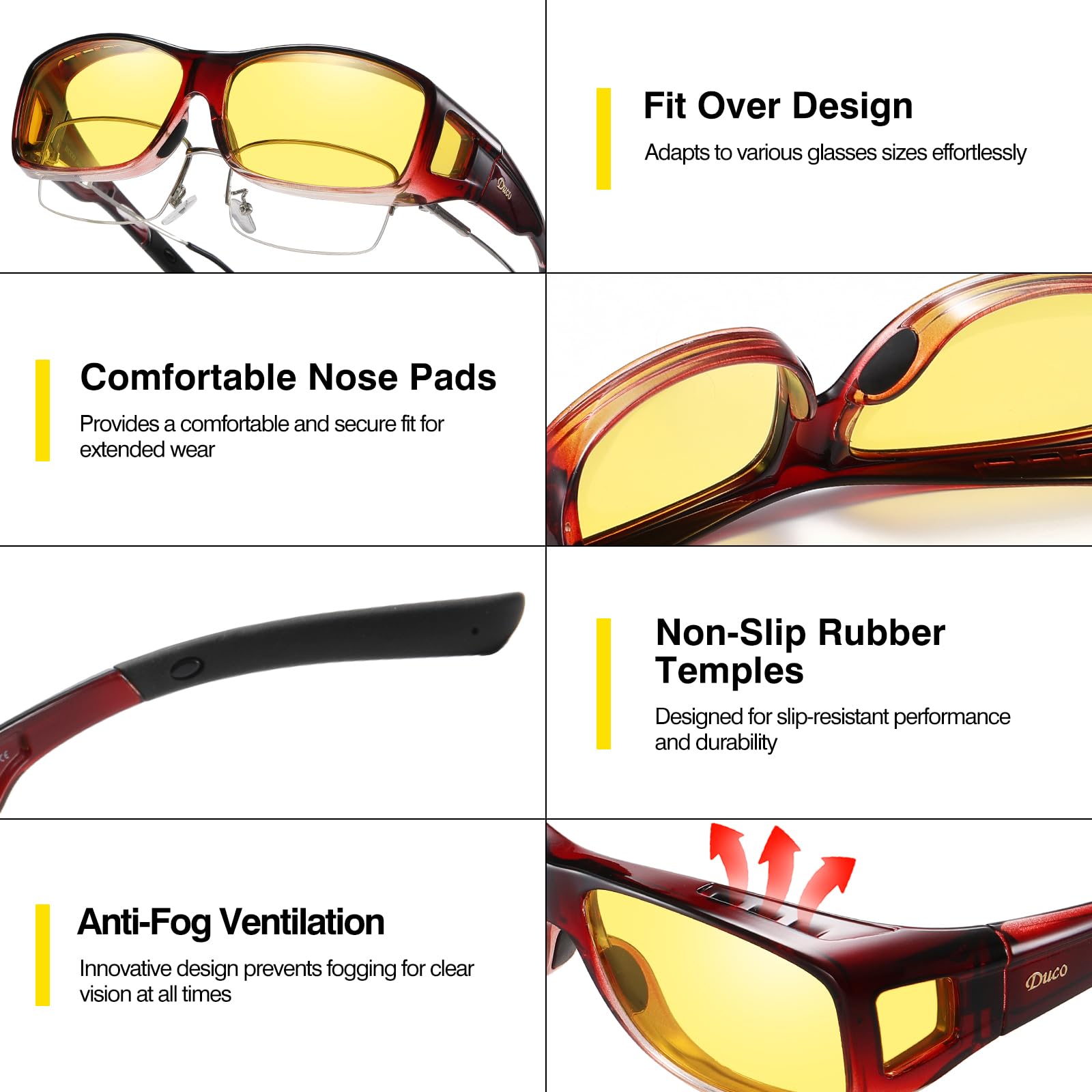 Snapklik.com : Night Vision Driving Glasses Fit Over Glasses For Men ...