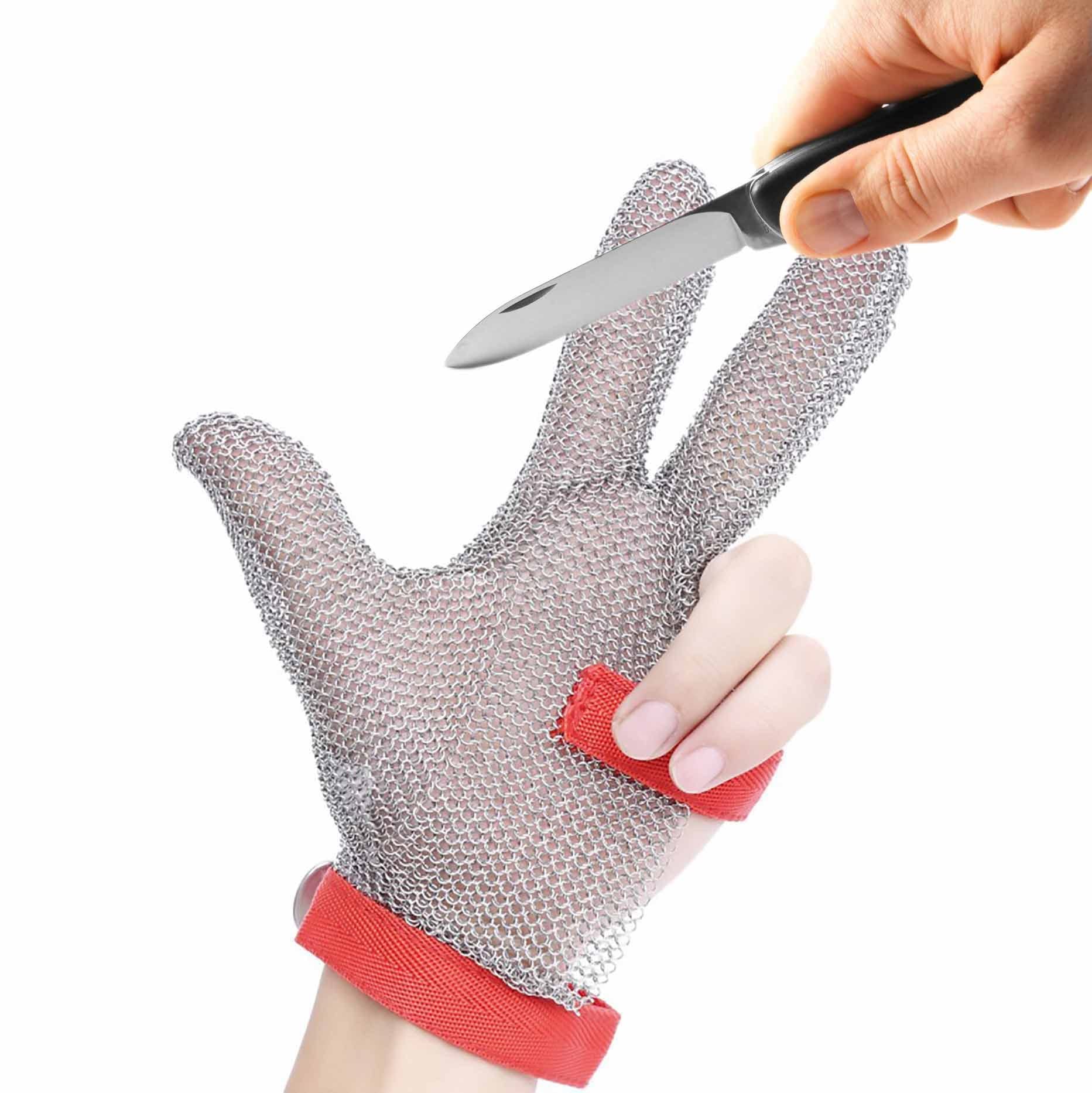 Gants Résistants Aux Coupures Gants Anti-coupures Métalliques, Cuisine Retirez Les Gants De Protection Des Mains À L'huître, Avec Une Sangle De Poignet Réglable(XL/A pack of one)