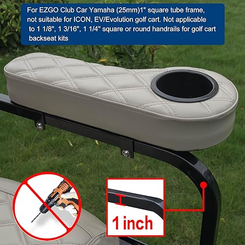 Miniatura 3 de NOKINS Reposabrazos de carrito de golf con soporte para tazas, reposabrazos sin perforación, se adapta al Club Car Yamaha EZGO de 1 pulgada, kit de