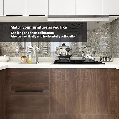 Miniatura 7 de Peaha Paquete de 10 tiradores negros de gabinete de cocina, accesorios de aleación de aluminio, para borde de gabinete, tirador de dedo negro 2.992