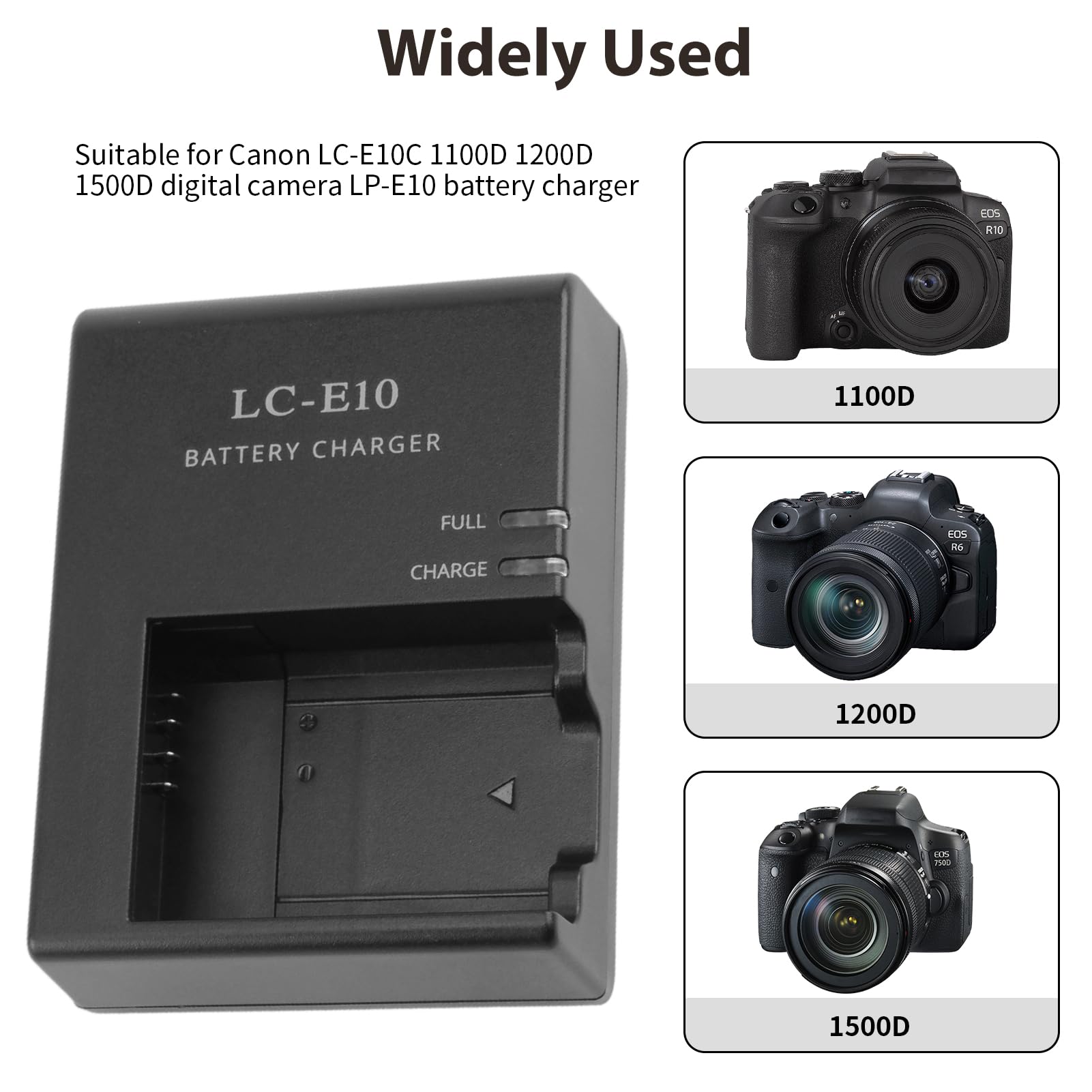 Chargeur de batterie d'appareil photo LP-E10, remplacement LC-E10C pour Canon 1100D 1200D 1300D 1500D Rebel T3 T5 T6 T7 T100 3000D 4000D 2000D X80 X90  44