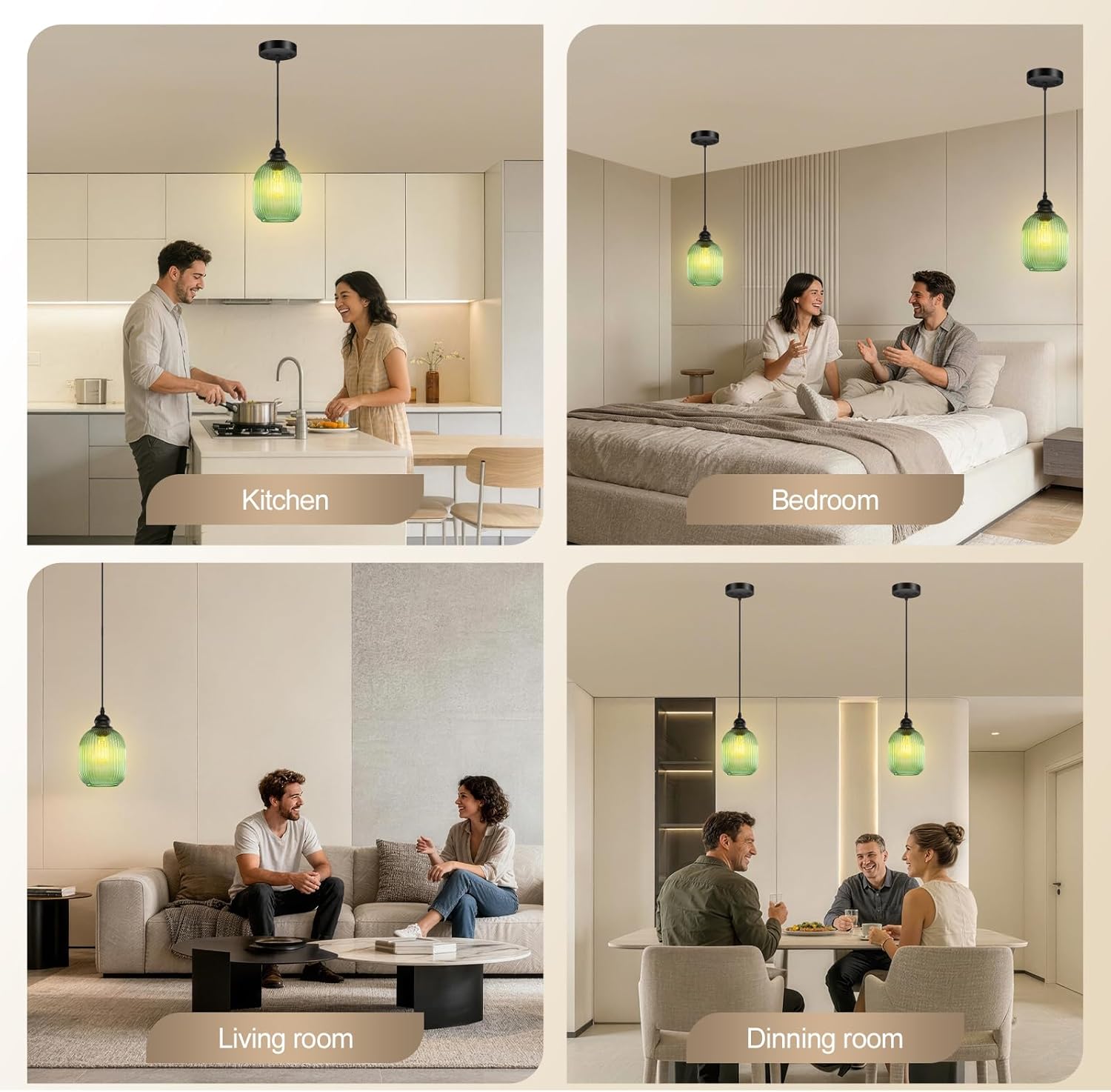 BoostArea Modern Pendant Light Fixtures, Industrial Hanging Ceiling Lamp with Clear Glass Shade, Farmhouse Black Pendant Lighting for Kitchen Island Decor Living Room Hallway Bedroom Dining（2 Pack）