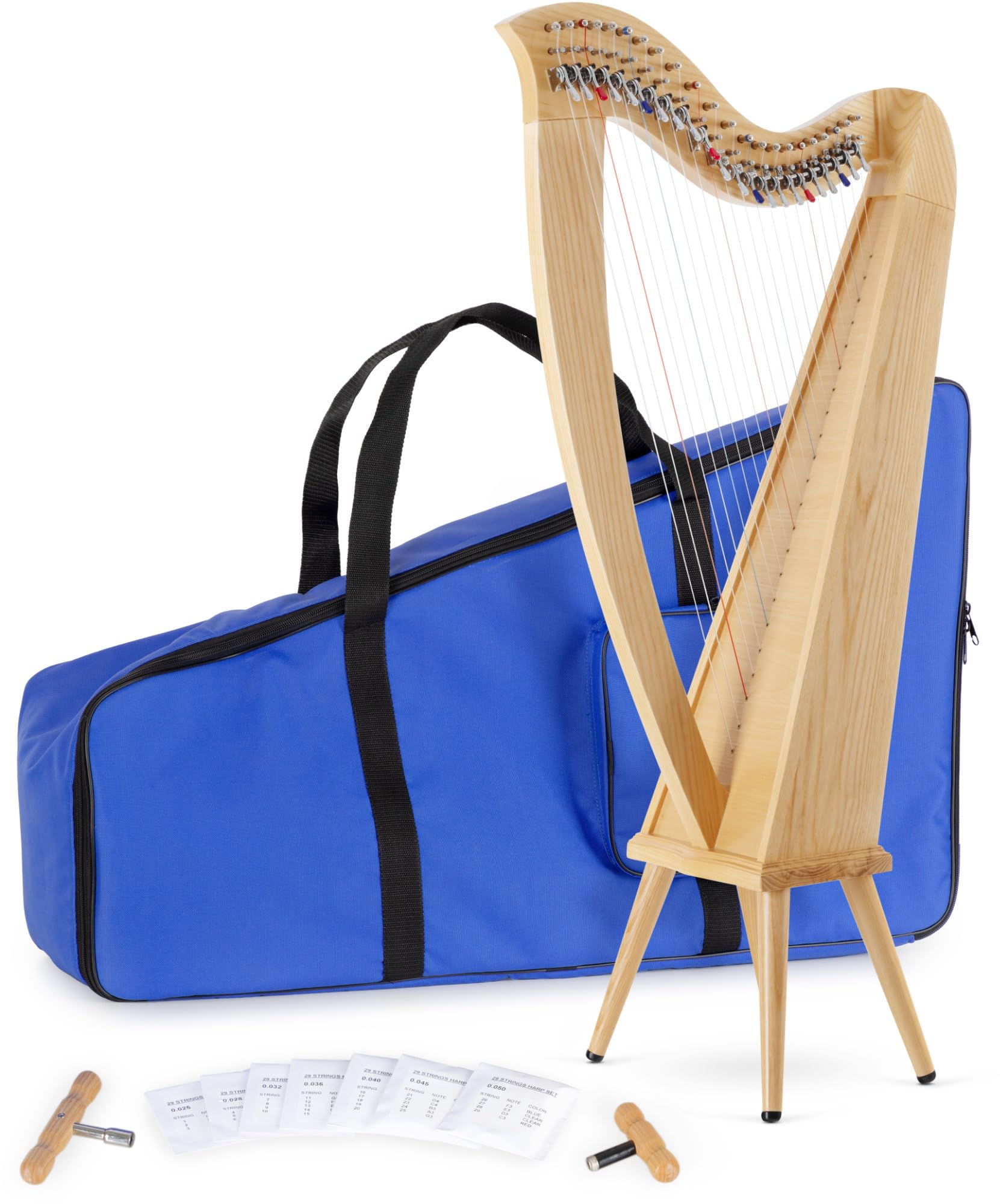 Classic Cantabile H-22LG Harpe Celtique 22 cordes en Mi bémol majeur, frêne, mécanique demi-ton premium, pieds, housse et 2 clés d’accord, hauteur 106,5 cm.