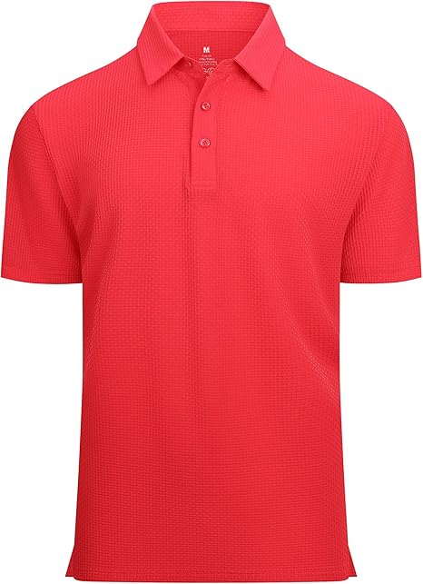 Alex Vando Mens Bubble Jacquard Polo Shirt Super Stretch Short Sleeve Polo Shirts for Men