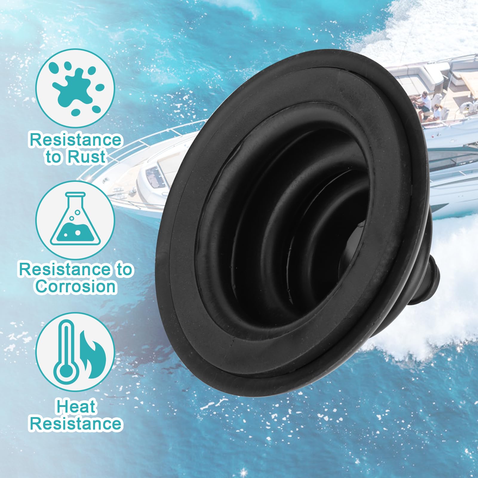Stivale del cavo motore fuoribordo, Copertura in silicone e plastica rinforzata per cavi motore, Protezione per cavi e tubi, Altezza 70mm Diametro 104mm, Guaina protettiva per barche e yacht